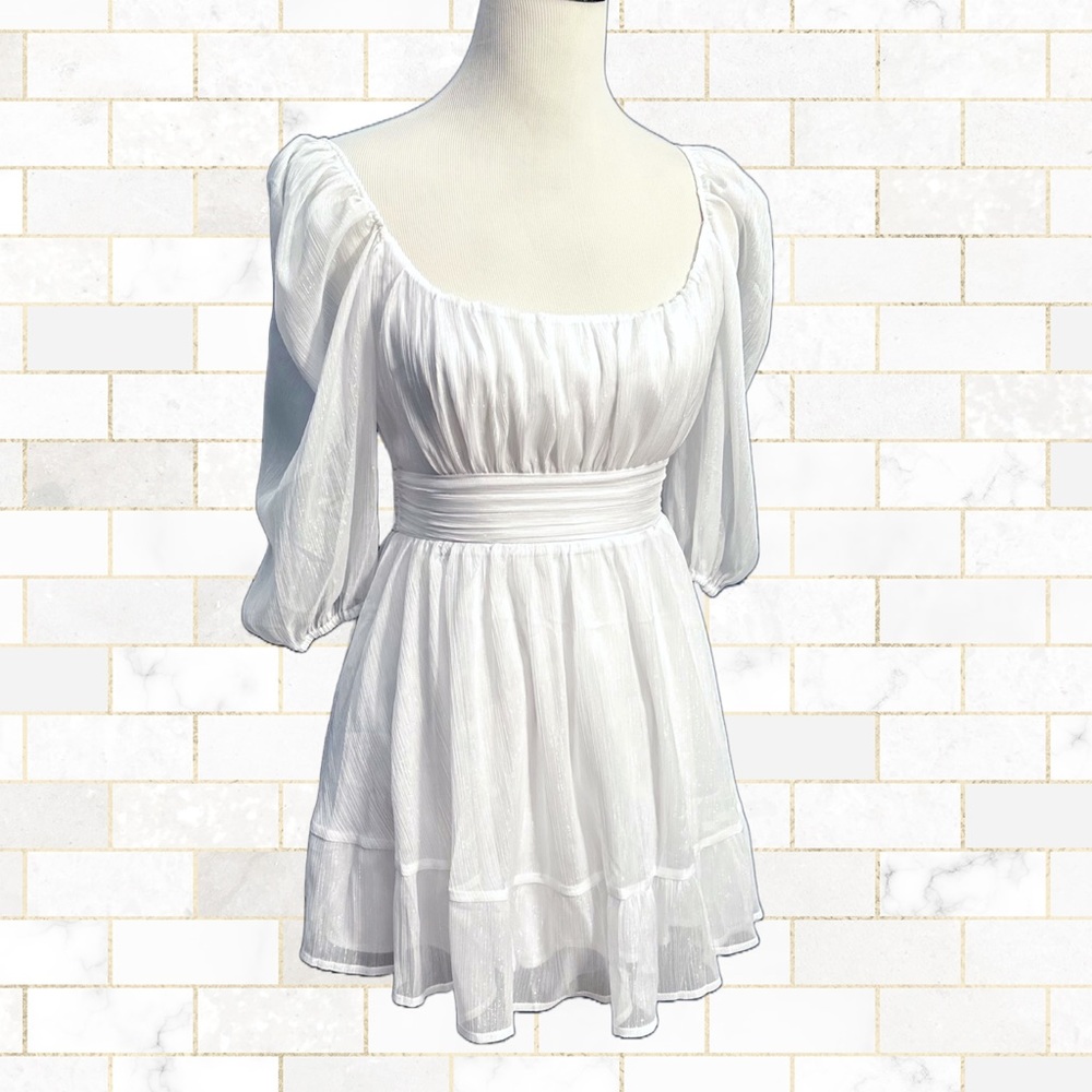 Lucy in the Sky White Shimmer Dress